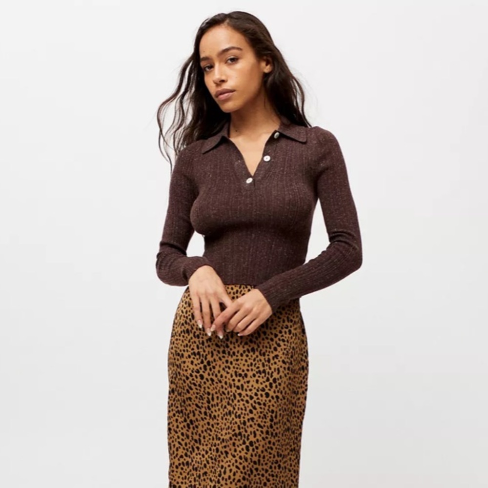 Urban Outfitters Callie Collared Henley Sweater size S